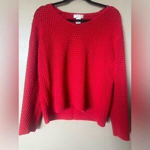 EUC Jones New York NY Red Women’s L Large Knitted Crocheted Pullover Sweater